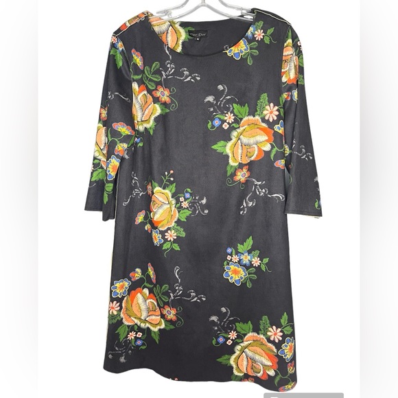 Dor Dor Couture Dresses & Skirts - Dor Dor Couture Dress blue/gray floral suede like - size Medium